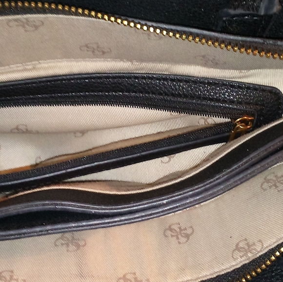 Guess Bags Vintage Guess Black Purse With Gold Chunky Chain Two Handles